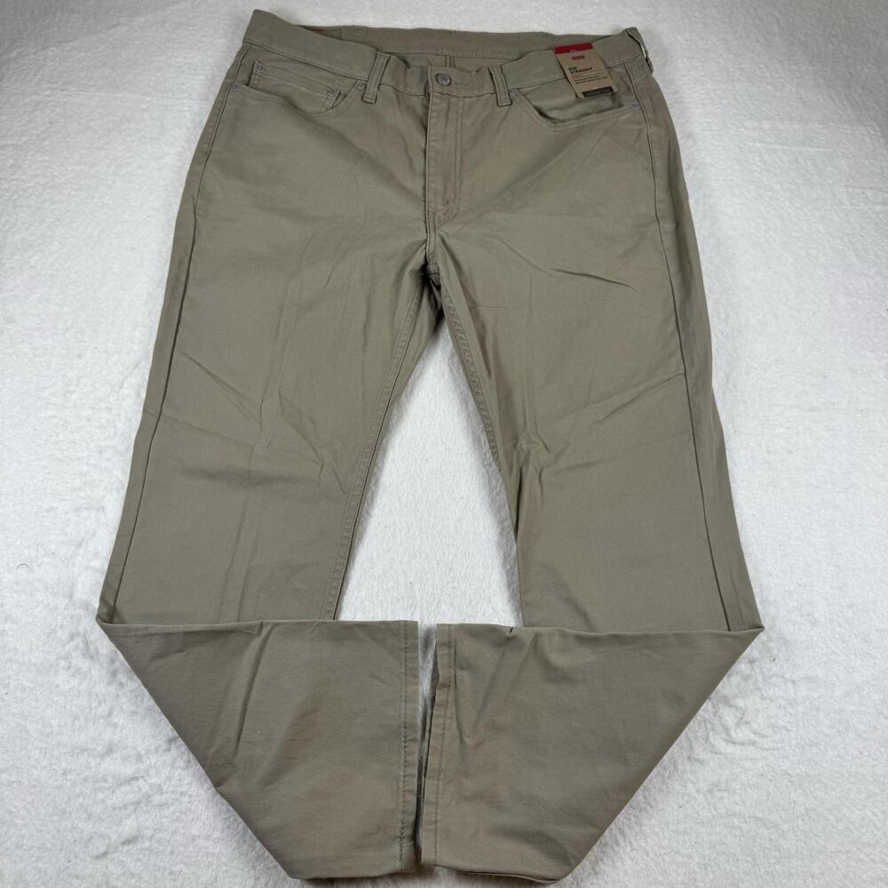 Levi's 514 Jeans Mens Size 38x30 Beige Straight Stretch Light Wash Denim Casual
